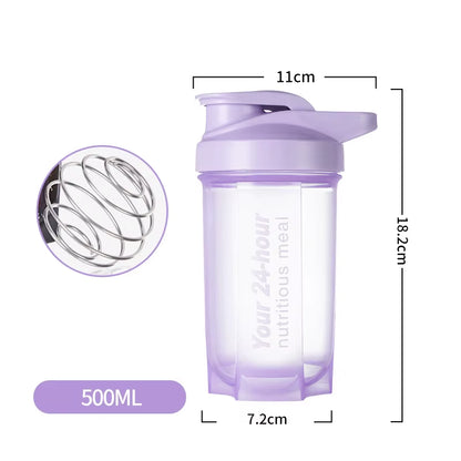 Sport Shaker Bottle 500ML Whey Protein Powder Mixing Bottle Sport Fitness Gym Shaker Outdoor Portable Plastic Drink Bottle