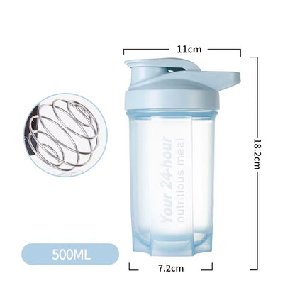 Sport Shaker Bottle 500ML Whey Protein Powder Mixing Bottle Sport Fitness Gym Shaker Outdoor Portable Plastic Drink Bottle