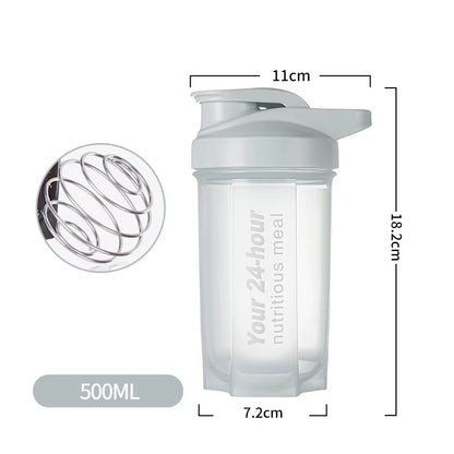 Sport Shaker Bottle 500ML Whey Protein Powder Mixing Bottle Sport Fitness Gym Shaker Outdoor Portable Plastic Drink Bottle